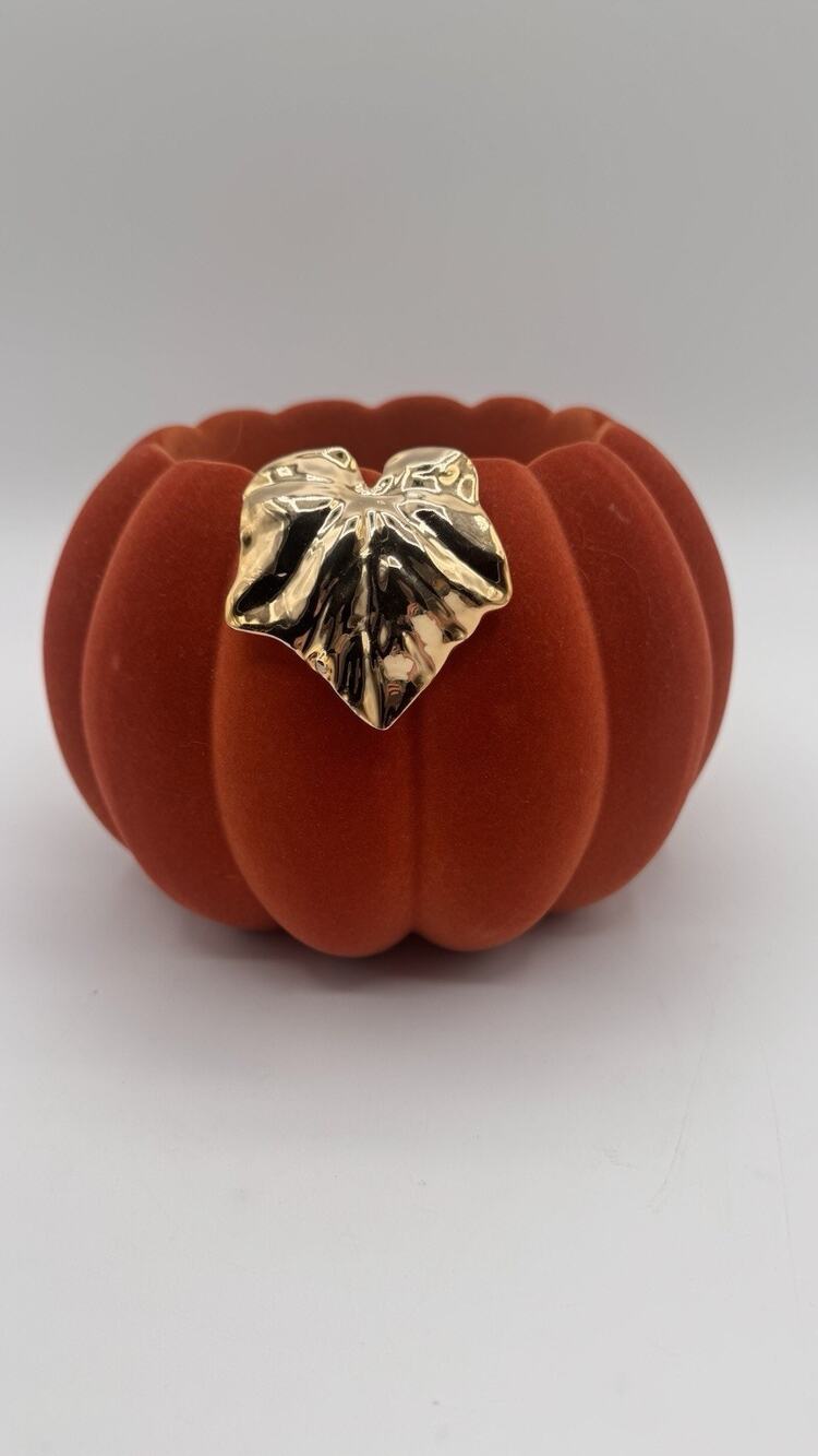Bath & Body Works Fall Flocked Pumpkin 3 Wick Candle Pedestal Burnt Orange Gold
